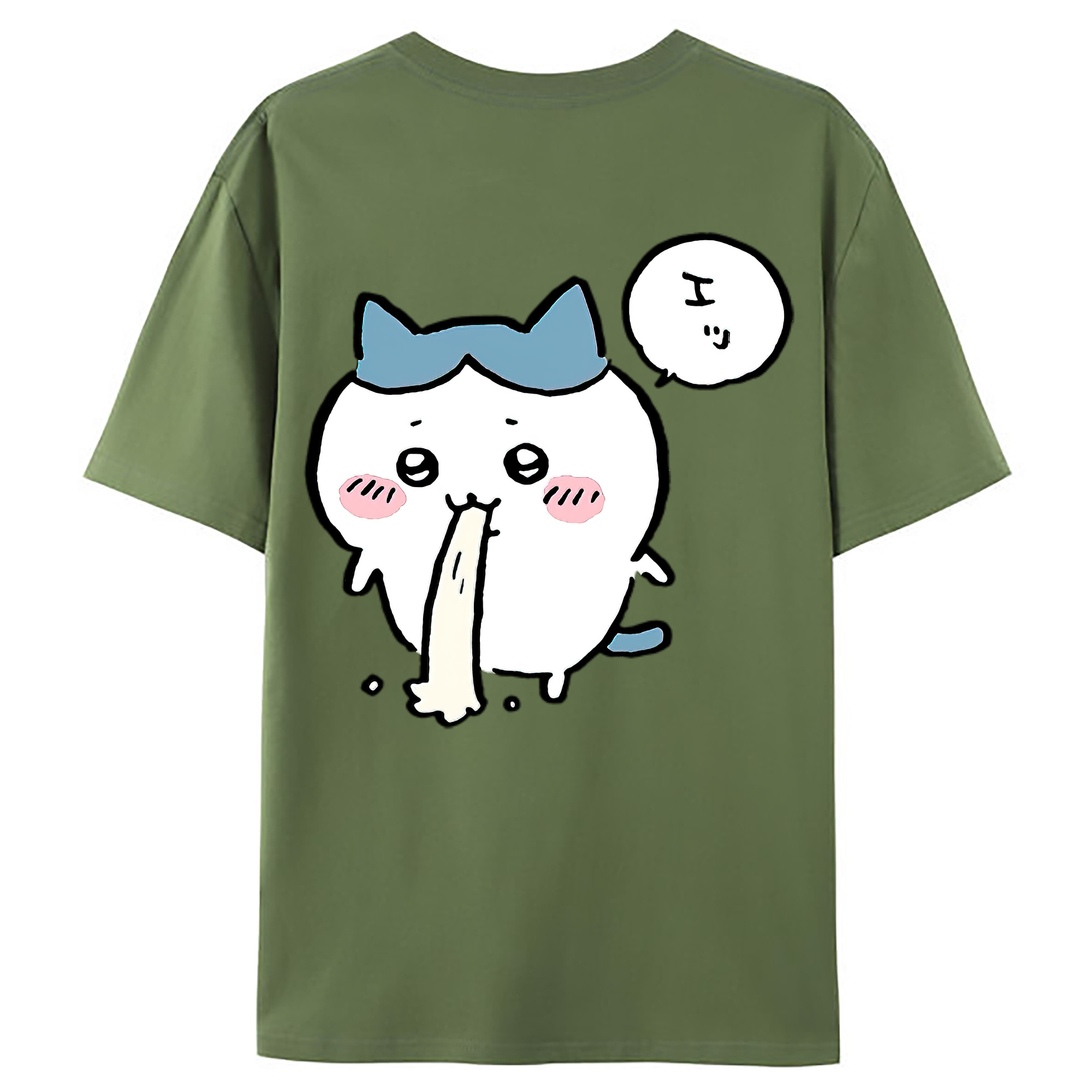 （画像用） ちいかわ ハチワレ Chii-kawa hachiware 綿100％ メンズ半袖Tシャツ（バックプリント） 通気性